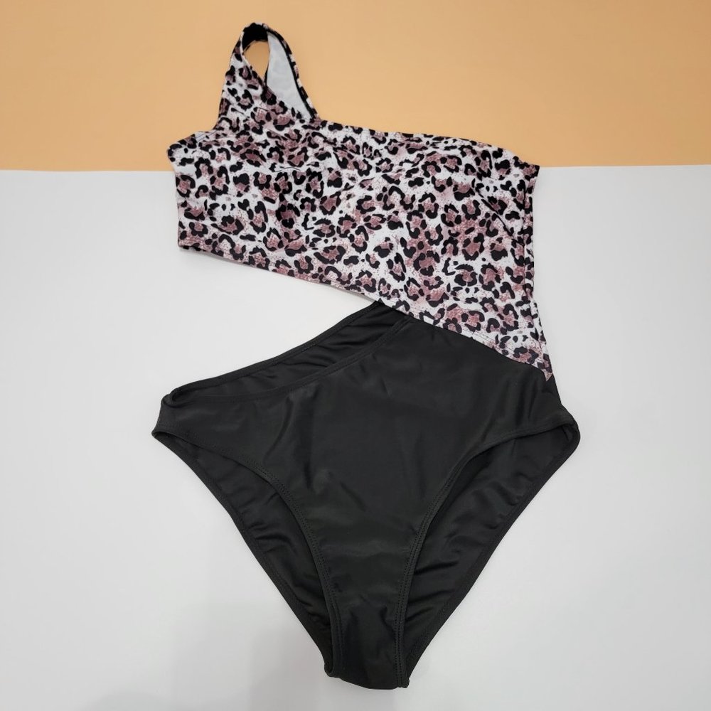 Women's One Piece Bare Shoulder Cut Out Side Swimsuit NWOT